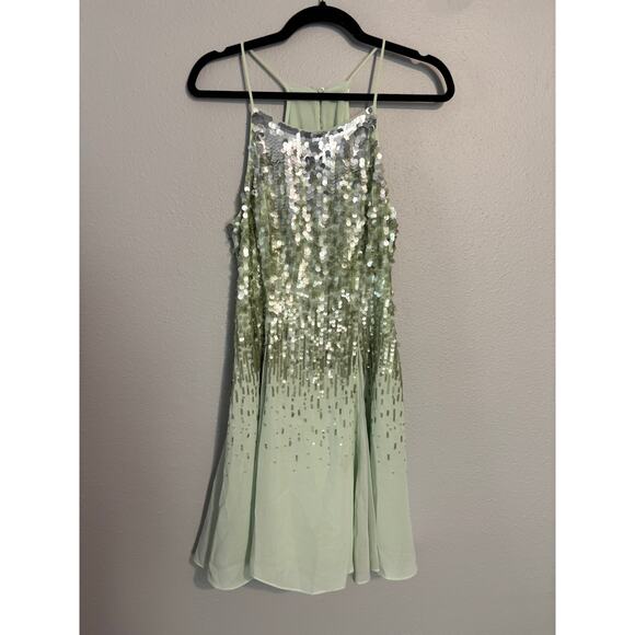 Halston Heritage sequin chiffon dress 8 - Picture 3 of 5